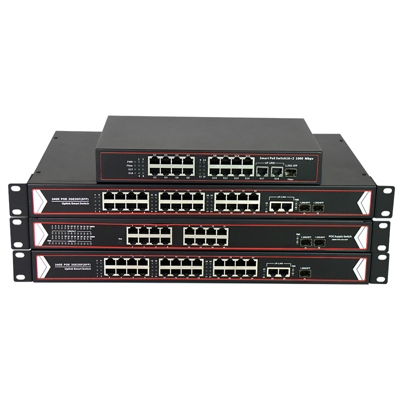 Gigabit 16-24 port POE powered fiber optic switch